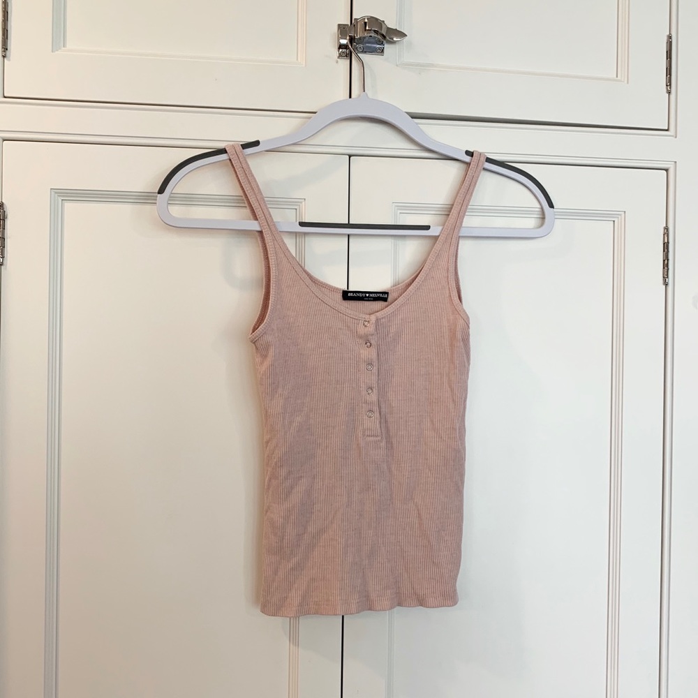 Brandy Melville Pink Button Up Tank